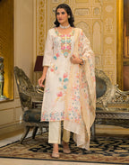 Skylee Linen Printed Straight 3 Piece Kurta Set For Woman