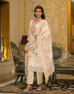 Skylee Linen Printed Straight 3 Piece Kurta Set For Woman