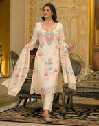 Skylee Linen Printed Straight 3 Piece Kurta Set For Woman