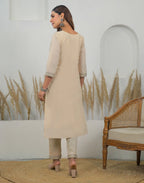 Skylee Cotton Embroidered Straight 3 Piece Kurta Set For Woman