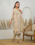 Skylee Cotton Embroidered Straight 3 Piece Kurta Set For Woman