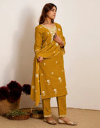 Skylee Cotton Embroidered Straight 3 Piece Kurta Set For Woman