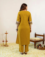 Skylee Chinnon Sequins Work Straight 3 Piece Kurta Set For Woman