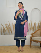 Skylee Chinnon Embroidered Straight 3 Piece Kurta Set For Woman