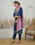 Skylee Chinnon Embroidered Straight 3 Piece Kurta Set For Woman