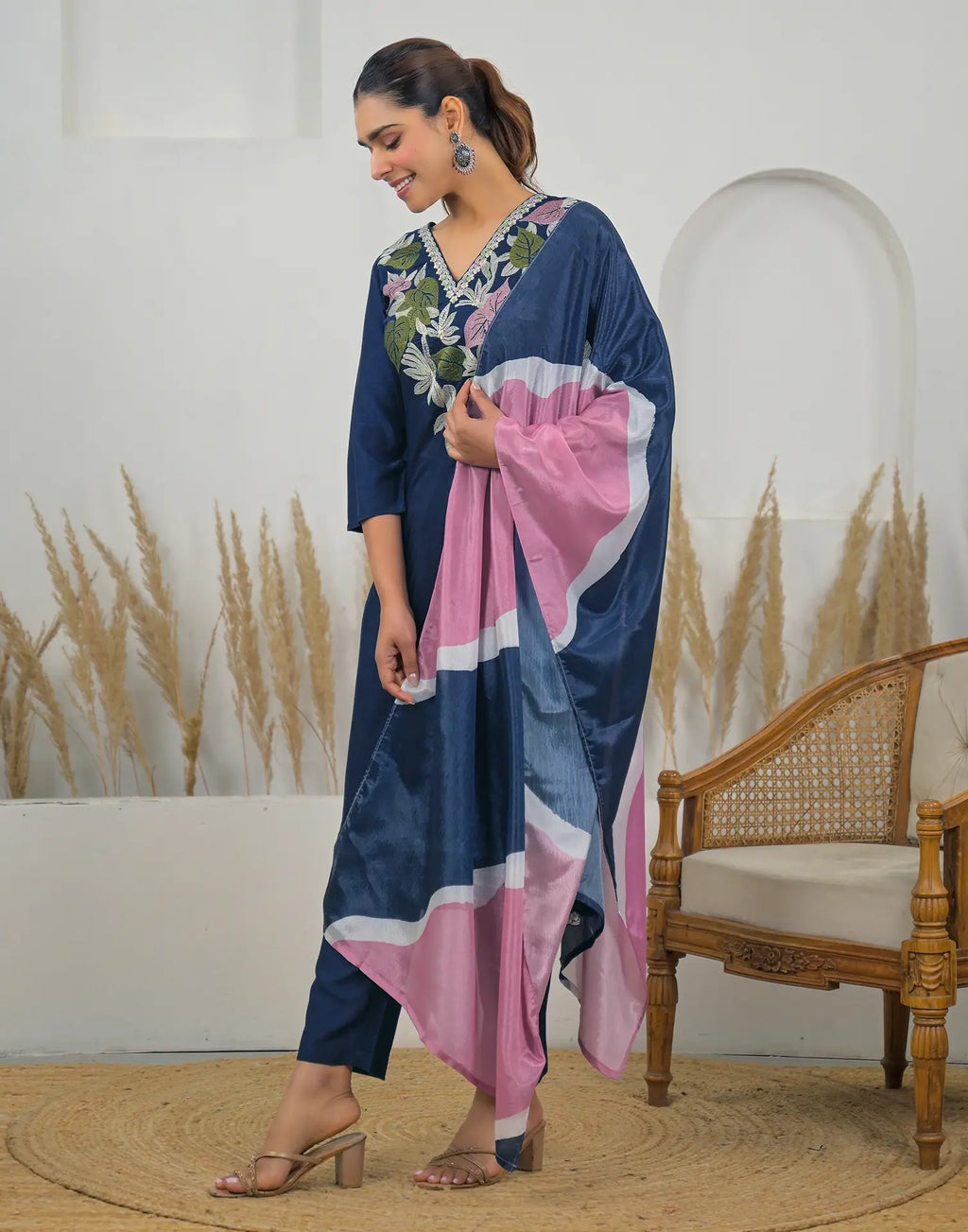 Skylee Chinnon Embroidered Straight 3 Piece Kurta Set For Woman