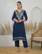 Skylee Chinnon Embroidered Straight 3 Piece Kurta Set For Woman