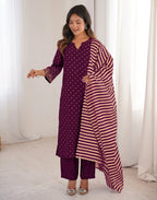 Skylee Chinnon Embroidered Straight 3 Piece Kurta Set For Woman
