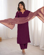 Skylee Chinnon Embroidered Straight 3 Piece Kurta Set For Woman