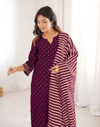 Skylee Chinnon Embroidered Straight 3 Piece Kurta Set For Woman