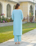 Skylee Chinnon Foil Print Straight 3 Piece Kurta Set For Woman