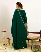 Skylee Chinnon Sequins Work Straight 3 Piece Kurta Set For Woman