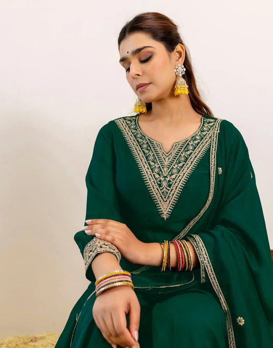 Chinnon Sequins Work Straight 3 Piece Kurta Set