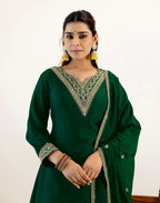 Skylee Chinnon Sequins Work Straight 3 Piece Kurta Set For Woman