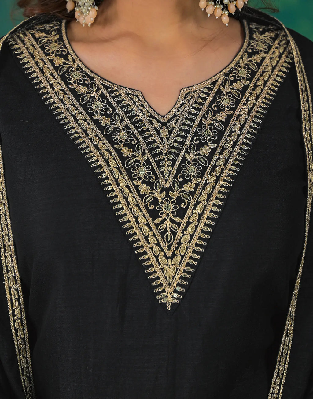 Skylee Chinnon Sequins Work Straight 3 Piece Kurta Set For Woman