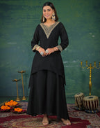 Skylee Chinnon Sequins Work Straight 3 Piece Kurta Set For Woman