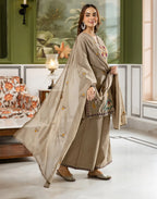 Skylee Cotton Embroidered Straight 3 Piece Kurta Set For Woman