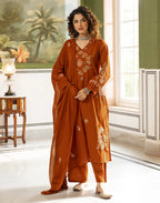 Skylee Cotton Embroidered Straight 3 Piece Kurta Set For Woman