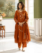 Skylee Cotton Embroidered Straight 3 Piece Kurta Set For Woman