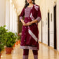 Silk Blend Pigment Printed and Printed Lace Straight Kurta with Pant & Dupatta