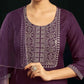 Cotton Blend Embroidery and Sequins Work Straight Kurta with Pant & Dupatta