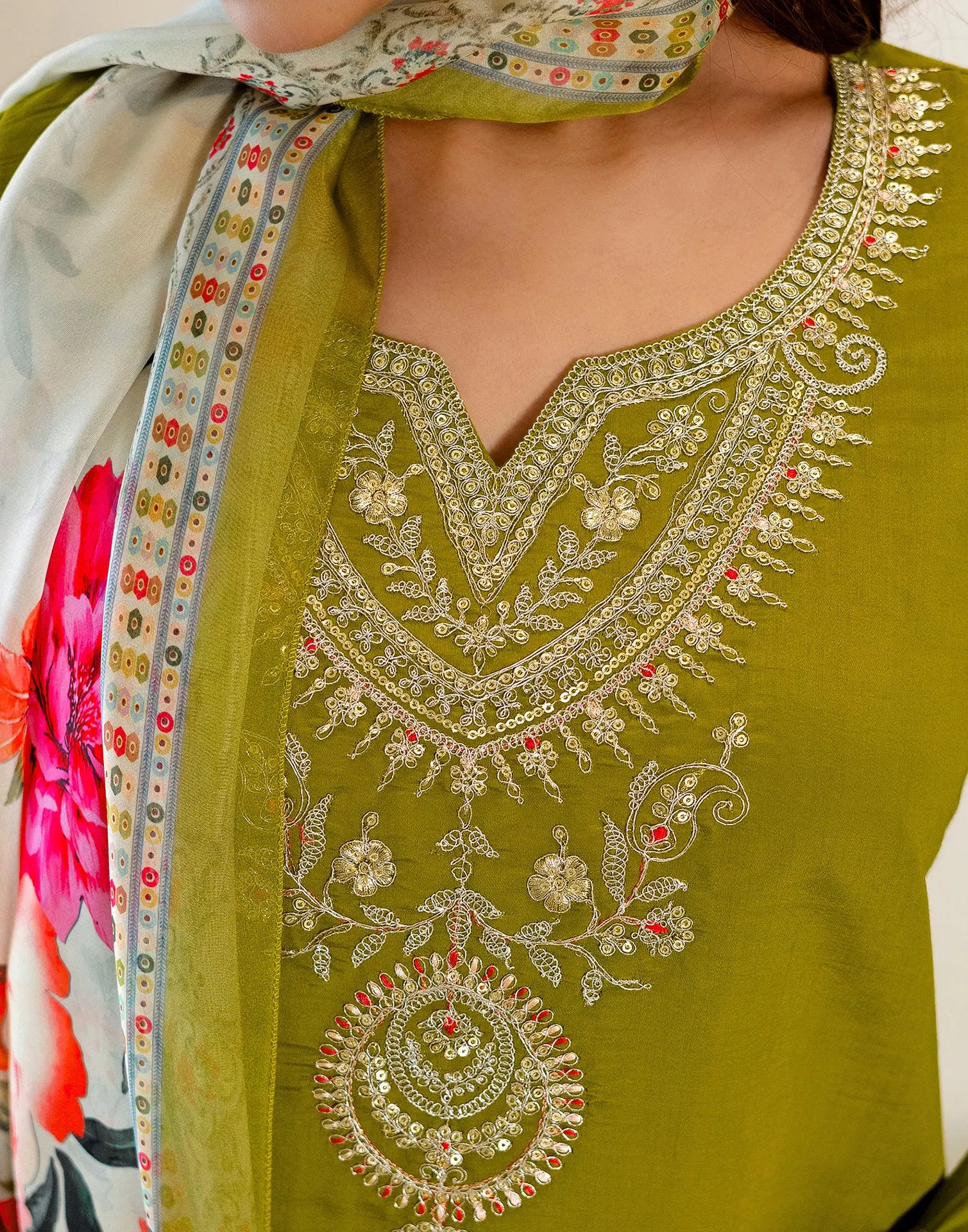Skylee Silk Embroidered Straight 3 Piece Kurta Set For Woman