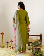 Skylee Silk Embroidered Straight 3 Piece Kurta Set For Woman