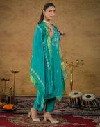 Skylee Silk Embroidered Straight 3 Piece Kurta Set For Woman