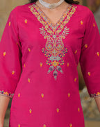 Skylee Silk Sequins Work Straight 3 Piece Kurta Set For Woman