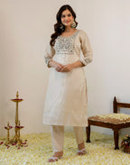 Skylee Shimmer Embroidered Straight 3 Piece Kurta Set For Woman