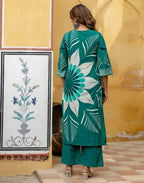 Skylee Cotton Printed Straight 3 Piece Kurta Set For Woman