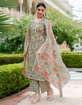 Skylee Cotton Printed Straight 3 Piece Kurta Set For Woman