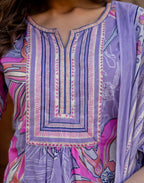 Skylee Cotton Printed Straight 3 Piece Kurta Set For Woman
