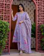 Skylee Cotton Printed Straight 3 Piece Kurta Set For Woman