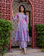 Skylee Cotton Printed Straight 3 Piece Kurta Set For Woman