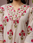 Skylee Cotton Printed Straight 3 Piece Kurta Set For Woman
