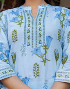 Skylee Cotton Printed Straight 3 Piece Kurta Set For Woman