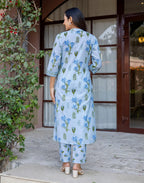 Skylee Cotton Printed Straight 3 Piece Kurta Set For Woman