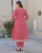 Skylee Cotton Woven Straight 3 Piece Kurta Set For Woman
