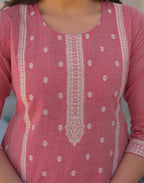 Skylee Cotton Woven Straight 3 Piece Kurta Set For Woman