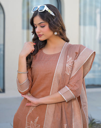 Cotton Woven Straight 3 Piece Kurta Set