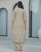 Skylee Cotton Woven Straight 3 Piece Kurta Set For Woman