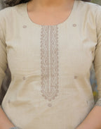 Skylee Cotton Woven Straight 3 Piece Kurta Set For Woman