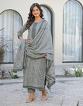 Skylee Cotton Woven Straight 3 Piece Kurta Set For Woman