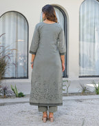 Skylee Cotton Woven Straight 3 Piece Kurta Set For Woman