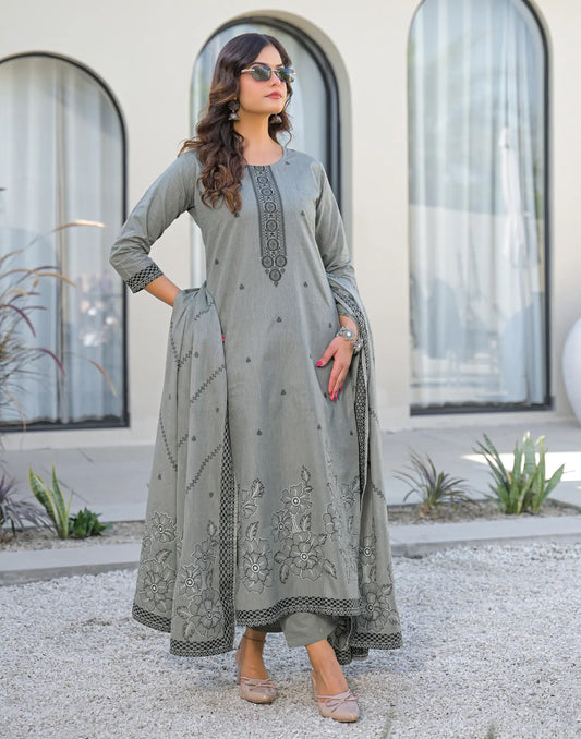 Cotton Woven Straight 3 Piece Kurta Set