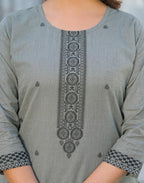 Skylee Cotton Woven Straight 3 Piece Kurta Set For Woman