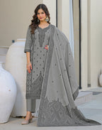 Skylee Cotton Woven Straight 3 Piece Kurta Set For Woman
