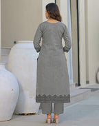 Skylee Cotton Woven Straight 3 Piece Kurta Set For Woman