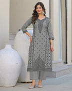 Skylee Cotton Woven Straight 3 Piece Kurta Set For Woman